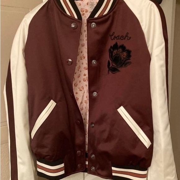Coach revisable bomber jacket burgundy/ pink 
Size xs - Picture 2 of 10